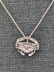Vintage 925 Sterling Silver Crab Cancer Zodiac Pendant 17.75″ Box Chain Necklace