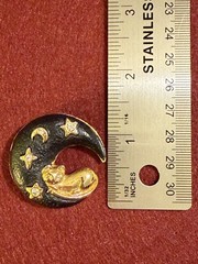 Cat in Crescent Moon Vintage Pin Brooch No Brand