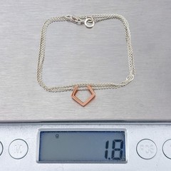 Vintage Sterling Silver 925 Rose Gold Geometric Pendant Necklace Size 16″-18″