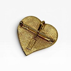 YSL Red Heart Brooch Pendant Vintage 1990s Enamel Yves Saint Laurent