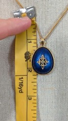 Avon Blue Egg Shaped Pendant Necklace 17.5 In