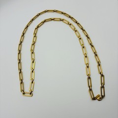 Vintage 70’s Monet Gold Tone Rectangular Bar Link 36” Chunky Chain Signed