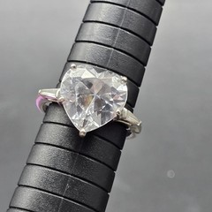 Sterling Silver Cubic Zirconia Heart Shaped Ring Size 8.75 925 JJJ 925 China