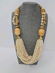 Vintage Lucille Gauthier Chunky Bib Necklace Multi Strand OOAK Boho 1970s 1980s