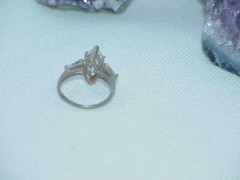Sterling Ring 3.00ct Marquise & Baguette Solitaire Sz5.5 2.7Gr Vintg engagement
