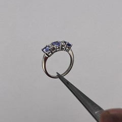 14k White Gold Ladies Oval Tanzanite and Round Diamond Band Size 5.5