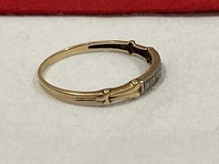 Vintage Antique 14k Solid Yellow Gold Accent Diamond Art Deco Band Ring SIZE 6