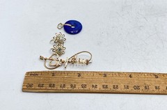 Vintage Gold Filled 3pc Jewelry Lot Lapis Lazuli Sophia Brooch AB Flower Earring