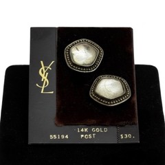 Vintage 1982 YSL Yves Saint Laurent Gripoix Poured Glass Earrings 14k post