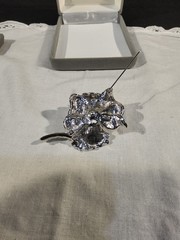 Nolan Miller QVC “Ava” Rose Pavé Crystal Rhinestones Brooch Silver Tone Rhodium