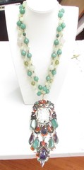 DYNAMIC VEGA MADDUX MIXED METALS NECKLACE W/ JADE & NATURAL GEMSTONES