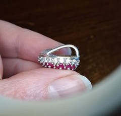 Vintage 1990s Sterling Pave Ruby Heart Slide Pendant Avon See Pics/Description