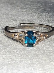 Vintage Sterling Silver London Blue Topaz Adjustable Ring Collectible Unique