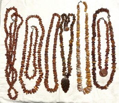 Lot If (8) Amber Necklaces, Nuggets, Some Clasps, Some Graduated