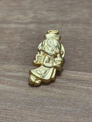 Vintage Angel, Precious Moments Angel Pin, Matte Gold Tone 1″