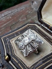 2.77 CT Round Moissanite 925 Silver Wedding Vintage Style Square Ring For Woman