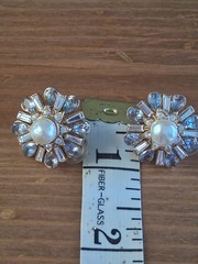 St. John Vintage Pearl Crystal Layered Clip-on Earrings Gold Tone