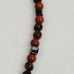 Vintage Tiger Iron Hematite Beaded Fashion Necklace Barrel Closure Quartz Gothic