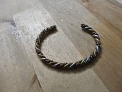 vintage twist brass bangle bracelet tricolor gold tone silver tone copper classy