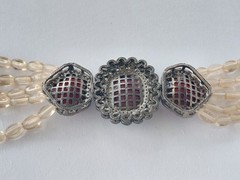 Vintage Necklace Indian Kundan Bridal Choker Adjustable Red Rhinestone Peach