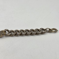 Signed Richard Kalbe Nickel Silver ID Bracelet Bar & Chain Worn Gold Wash John