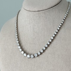 Ross Simons 925 Sterling Silver Clear CZ Sparkly Graduated Tennis Necklace 17″