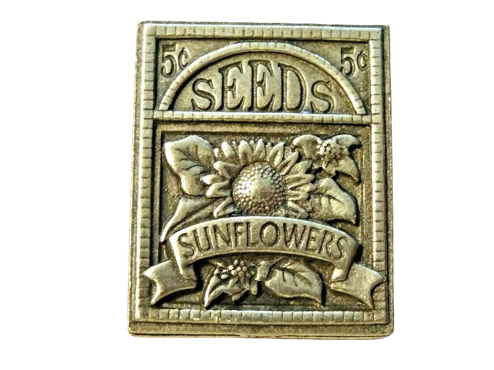 Birds And Blooms Pewter ~ 2002 Sunflower Seeds Brooch PIN