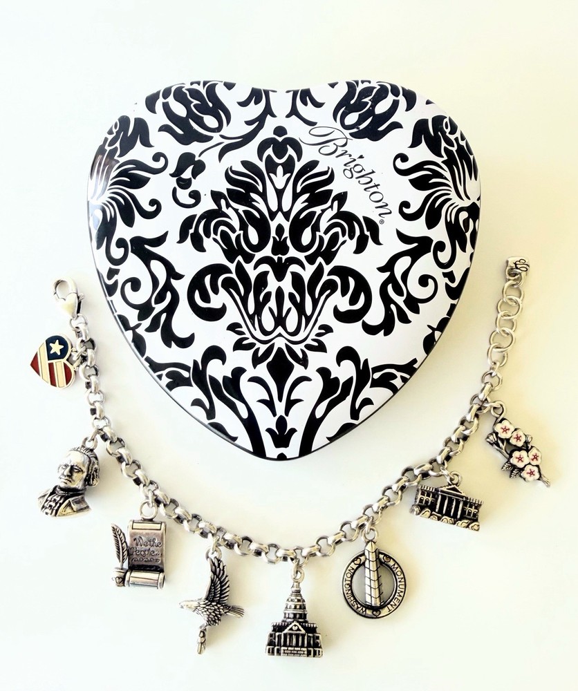Brighton Washington DC Charm Bracelet White House Capitol Cherry Blossom