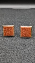 Vintage Gold Tone Square Goldstone Cufflinks