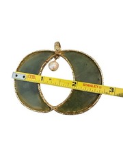 Vintage Swoboda Jade Pearl Pendant Crescent Moons Celestial Pumpkin