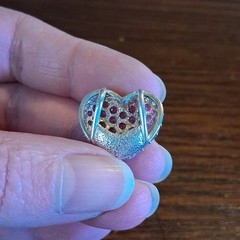 Vintage 1990s Sterling Pave Ruby Heart Slide Pendant Avon See Pics/Description