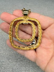 Vintage Necklace Twist Gold Tone Square Pendant 24 Inches