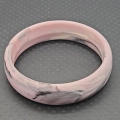 Pink Marble Swirl with Gray Black Abstract Chunky 1990s Bangle Bracelet
