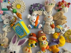 Vintage Jewelry Lot Hallmark Pin Etc 35 Bunny Rabbit Chicks Flowers Whimsical