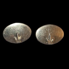 Vintage Swank Gold Tone Oval Disc With Leaf Classic Men’s Cufflinks