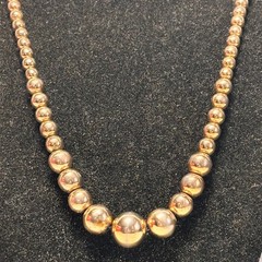 NECKLACE vintage goldtone metal graduated beads chain spring ring clasp 19 1/4″