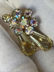 Vtg Juliana D&E 4704 Aurora Borealis Rhinestone Brooch And Clip Earrings Set