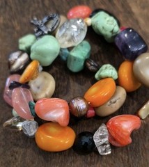 Vtg Natural & Man-made Colorful Stone Beaded Necklace, Non-magnetic Toggle