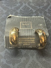 Vintage Avon Hammered Gold Tone Hoop Earrings | Bold Chunky Pierced |1980s 1990s