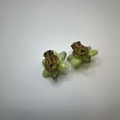 Vintage W.Germany 1950-70s, Neon Green , Floral Clip-on Earrings