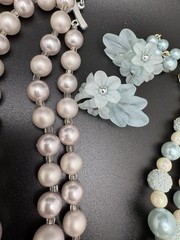 TITLE Vintage Pastel Beaded Jewelry Lot Necklaces Earrings Pearl Glam Retro