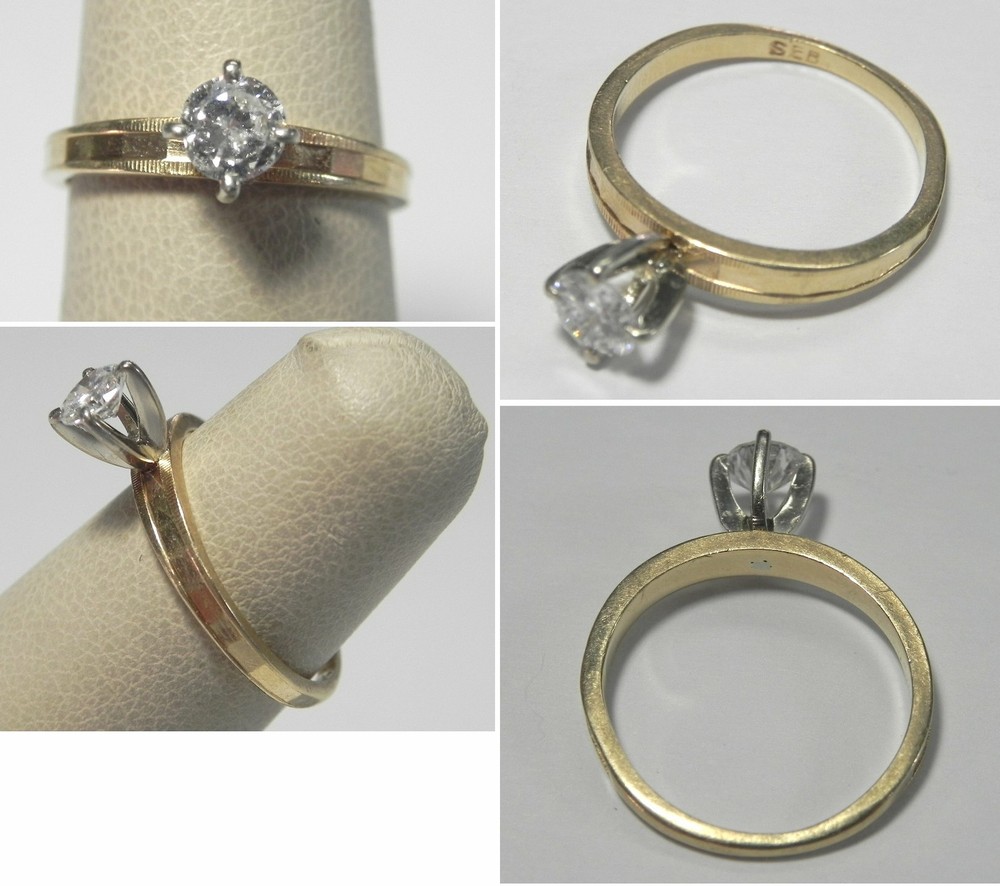 C1894 Vintage 14K Yellow Gold .40ct Solitaire Diamond Engagement Ring, Sz 5.75