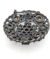 Vintage Weiss Mourning Brooch Black Rhinestone Pin