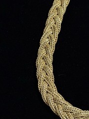 Vintage Erwin Pearl Gold Tone Braided Chain Necklace Signed Adjustable 18″