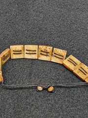 Carved Bone / Antler Beaded Tile Bracelet Tribal Boho Adjustable Ethnic Jewelry
