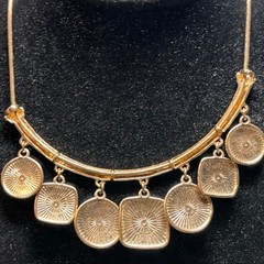 MONET necklace vintage orange brown shades acrylic charms goldtone metal tube