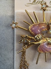 Jw1 Unique Kirks Folly Fairy Flying Angel Star Rhinestone Pin Brooch K175