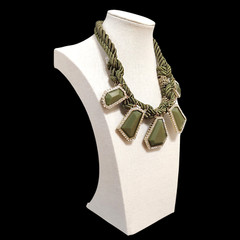 VTG Anna & Ava 18″ Chunky Old Hollywood Green Gold LUXE Glam Statement Necklace