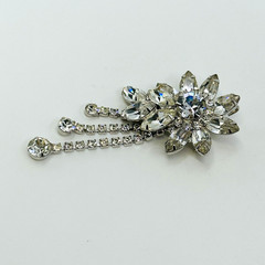 VTG Brooch Rhinestone Flower Prong Set Pendant Stunning Unsigned Beauty 3.5″