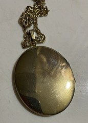 Vintage Etched Goldtone Photo Locket 1.75×1.50 And 24” Chain